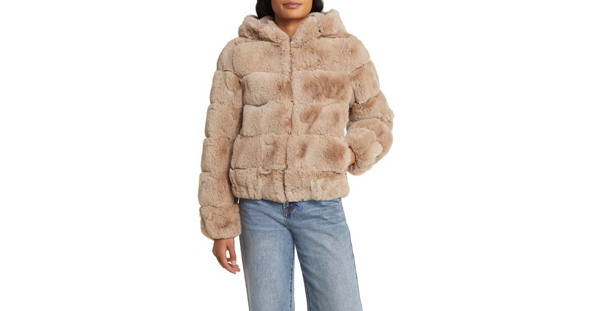BCBGMAXAZRIA Faux Fur Quilted Jacket in Blue Lyst