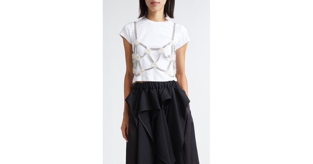 Noir Kei Ninomiya Beaded Floral Chain Harness in Metallic | Lyst