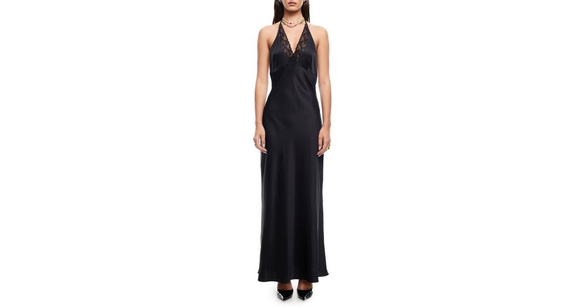 LIONESS Carrie Halter Dress Blue Check