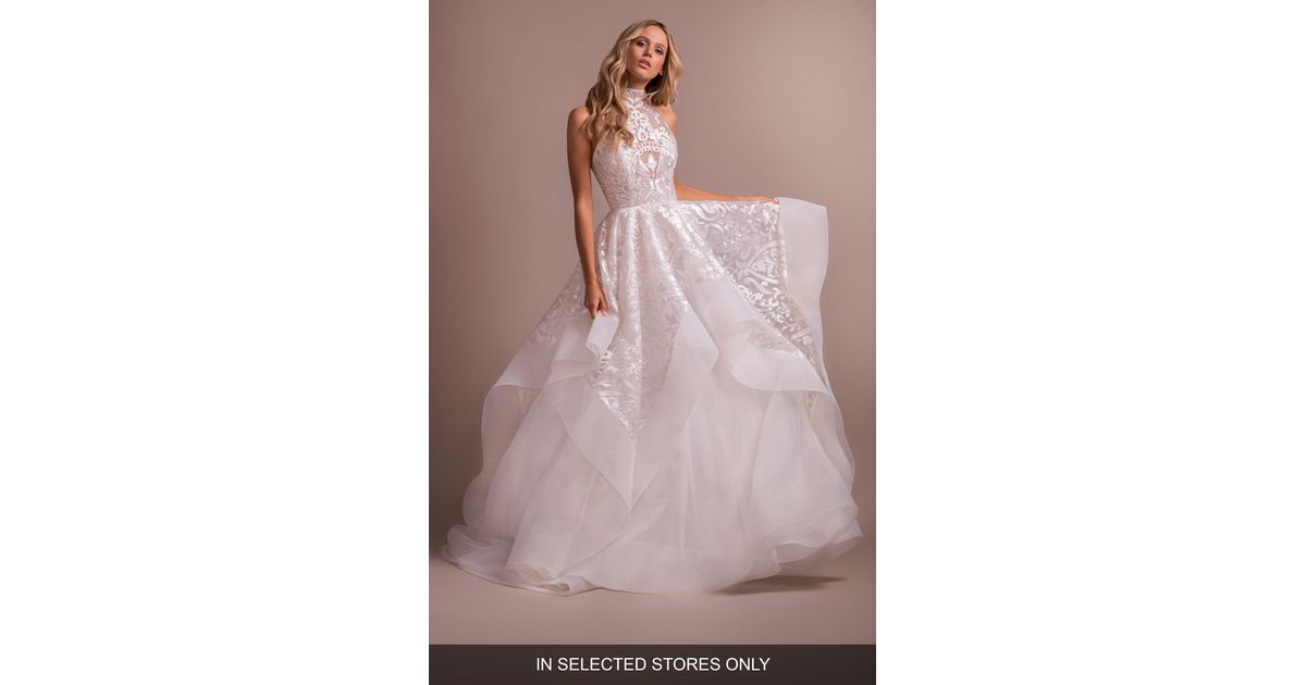 Hayley Paige Occasions Tulle Kylo Embroidered Halter Wedding Dress In Ivory White Lyst