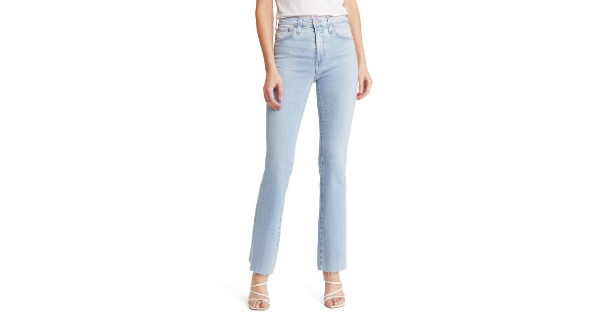 AG Jeans Farrah High Waist Fray Hem Bootcut Jeans in Blue | Lyst