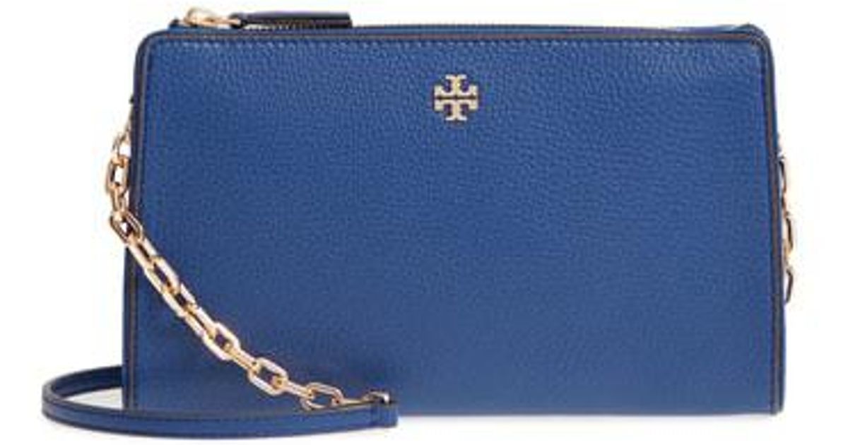 Lyst Tory Burch Marsden Leather Wallet Crossbody Bag In Blue