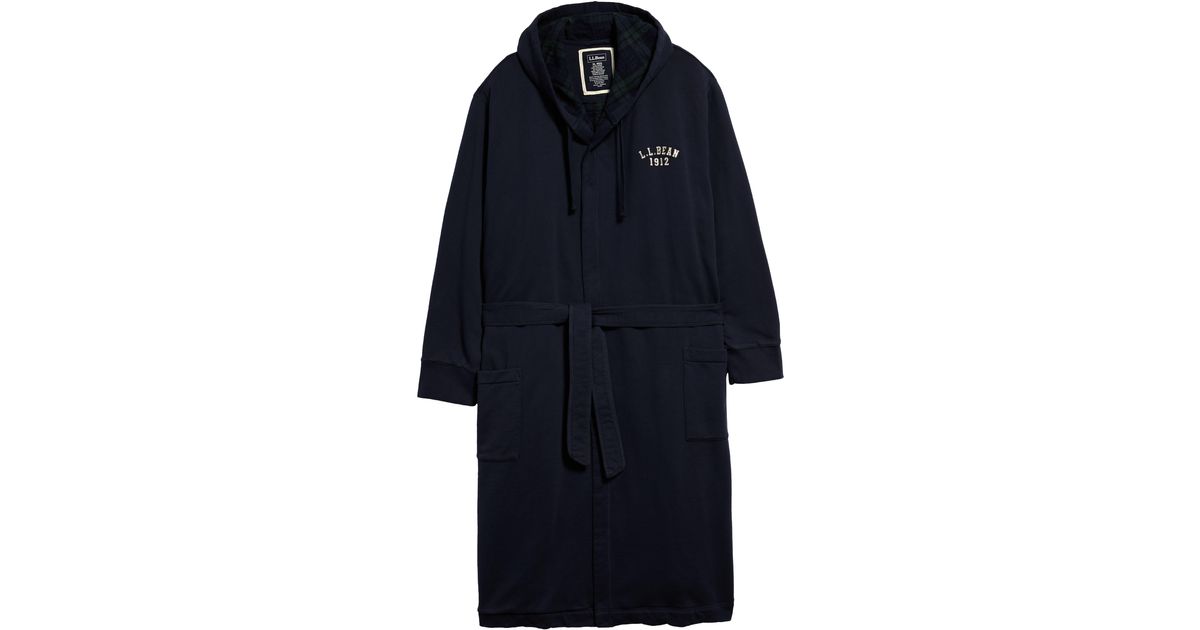 L.L. Bean Rugby Flannel Lined Hooded Robe in Blue for Men Lyst