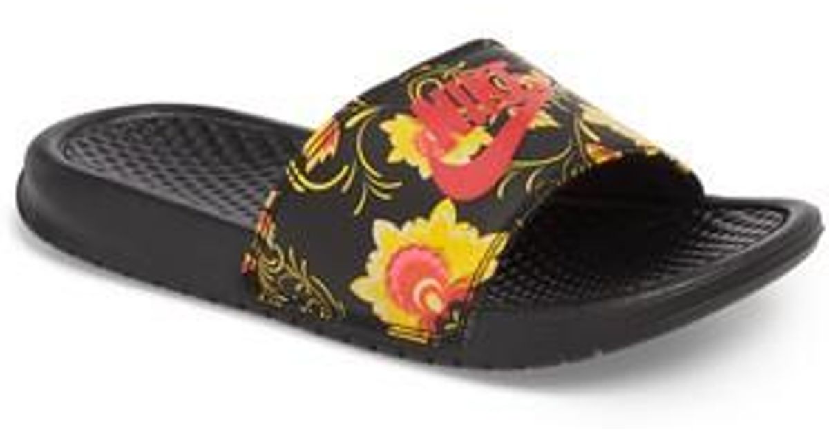 nike slides floral print