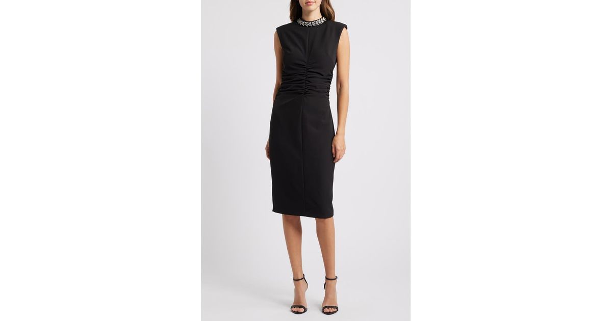 EJC Mock Neck Long Sleeve Top and Wide Strap Dress Set