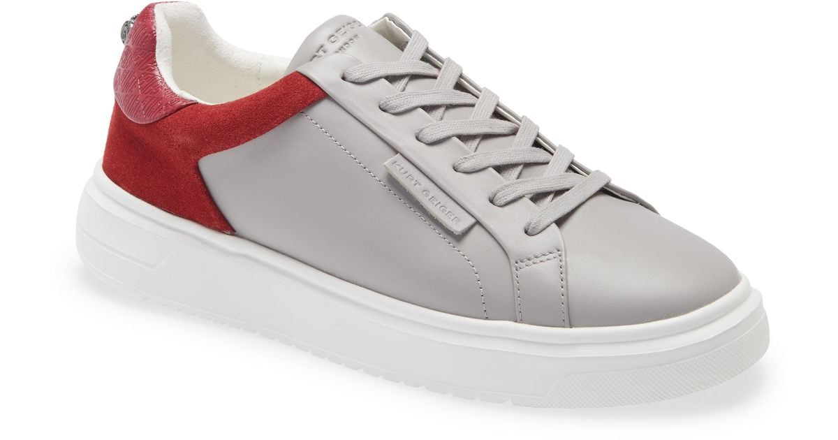 Kurt Geiger Leather Noah Eagle Mix Low Top Sneaker in Grey Leather ...