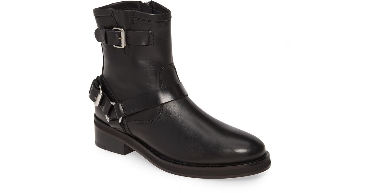allsaints brigade leather biker boots in black