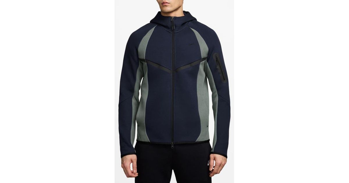 Nike Tech Colorblock Full Zip Fleece Windrunner Jacket in Blue for Men ...