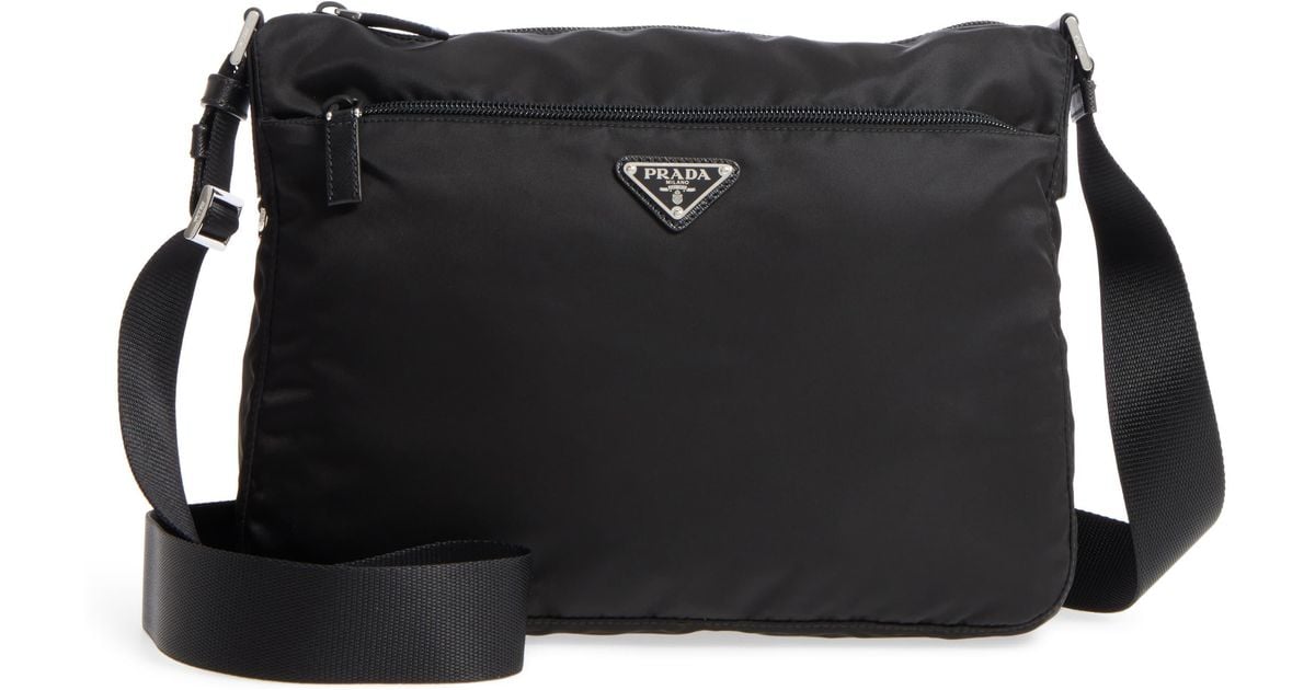 Prada Large Nylon Crossbody Bag - in Black - Lyst