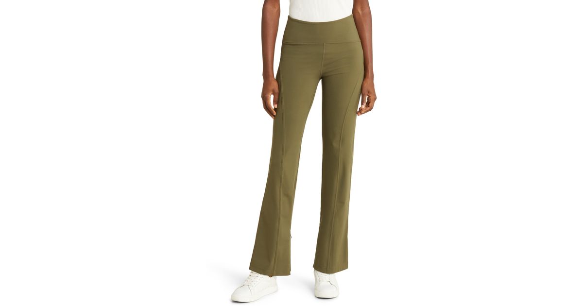 Zella High Waist Zip Hem Flare Pants in Green Lyst