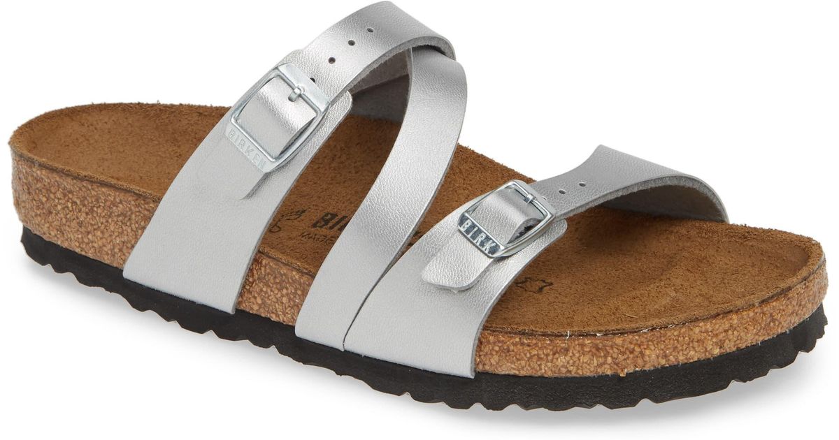 Birkenstock Salina Slide Sandal in Silver Leather (Metallic) - Lyst