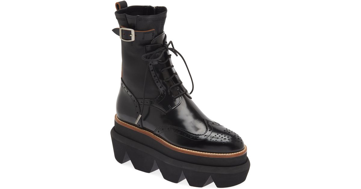Sacai Wingtip Engineer Sock Boot in Black Lyst