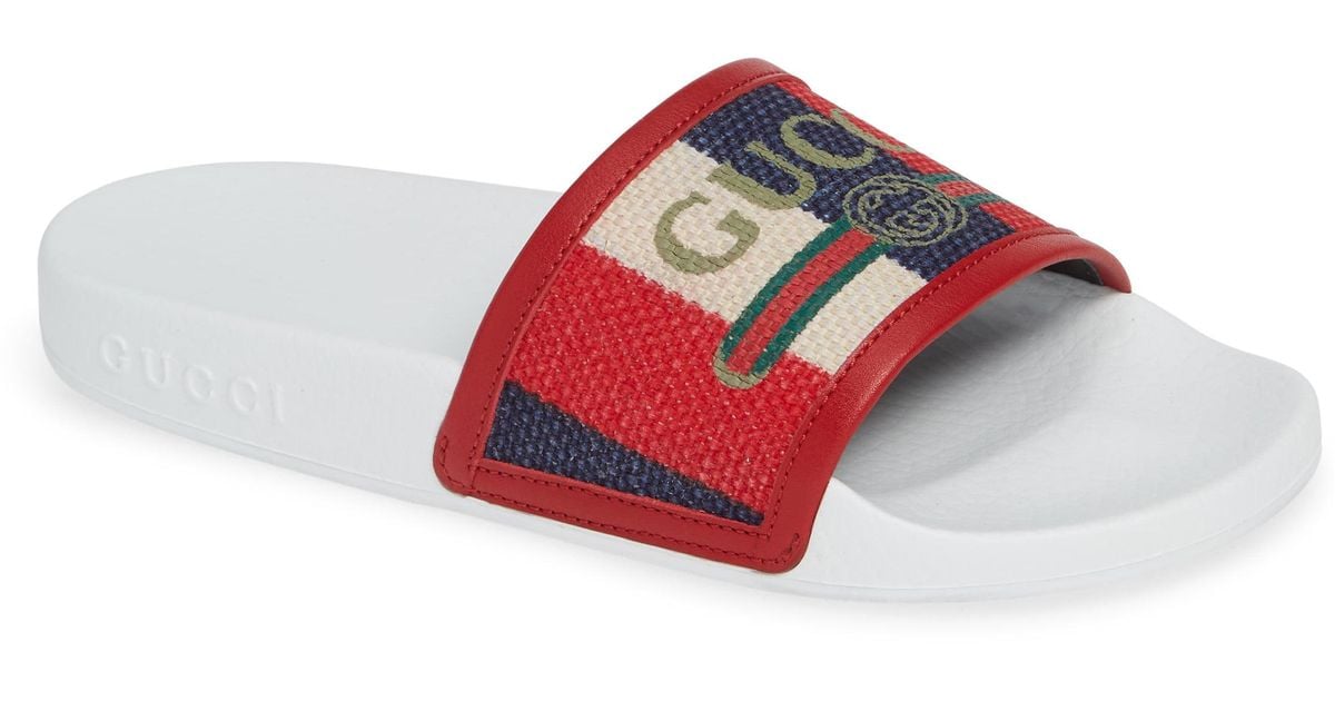 gucci slides blue and red