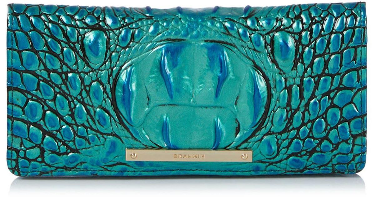 Brahmin 'ady' Croc Embossed Continental Wallet in Green | Lyst