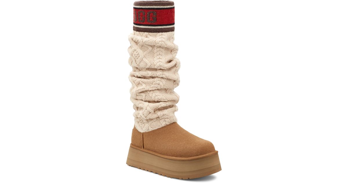 UGG ugg(r) Sweater Letter Tall Boot in Brown | Lyst