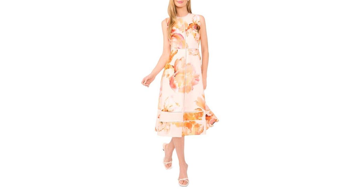 Ted Baker Floral Sleeveless Linen Midi Dress | Lyst