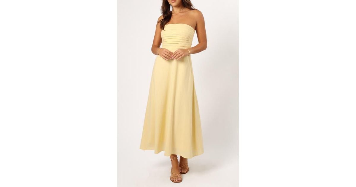 kenna strapless a-line dress Kenna Yellow Satin Strapless Maxi Dress - US 12 main image 1
