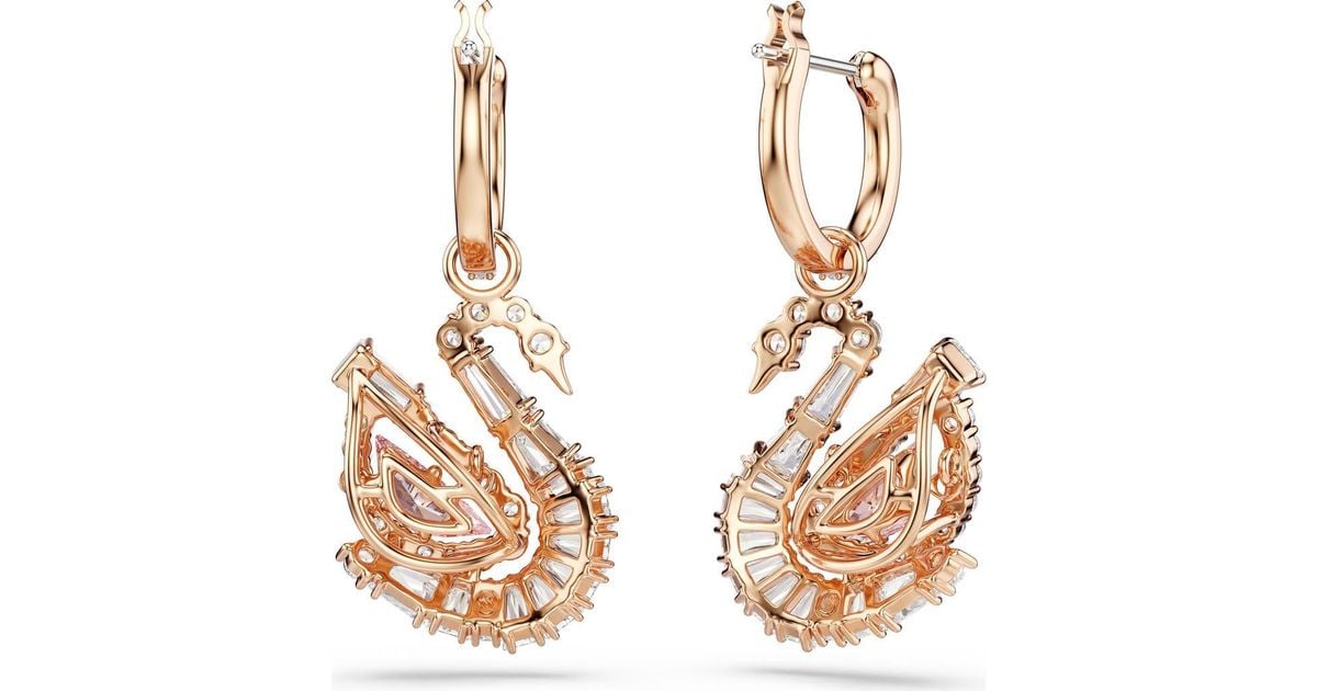 Swarovski Crystal Swan Drop Earrings in Metallic | Lyst