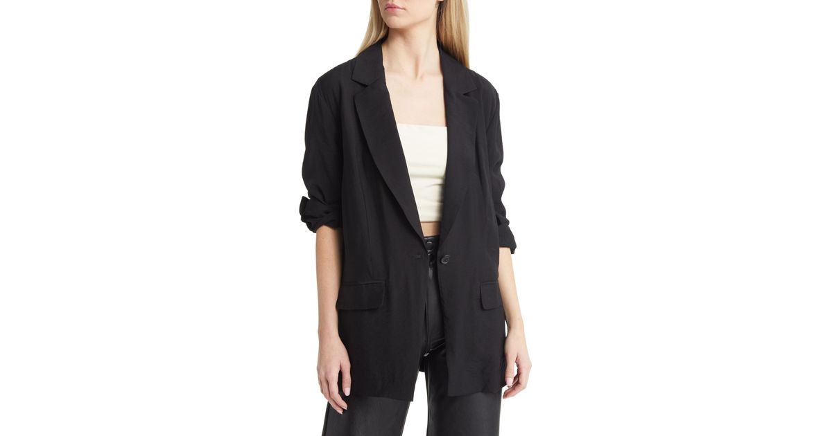 Open Edit Sheer Blazer in Black Lyst