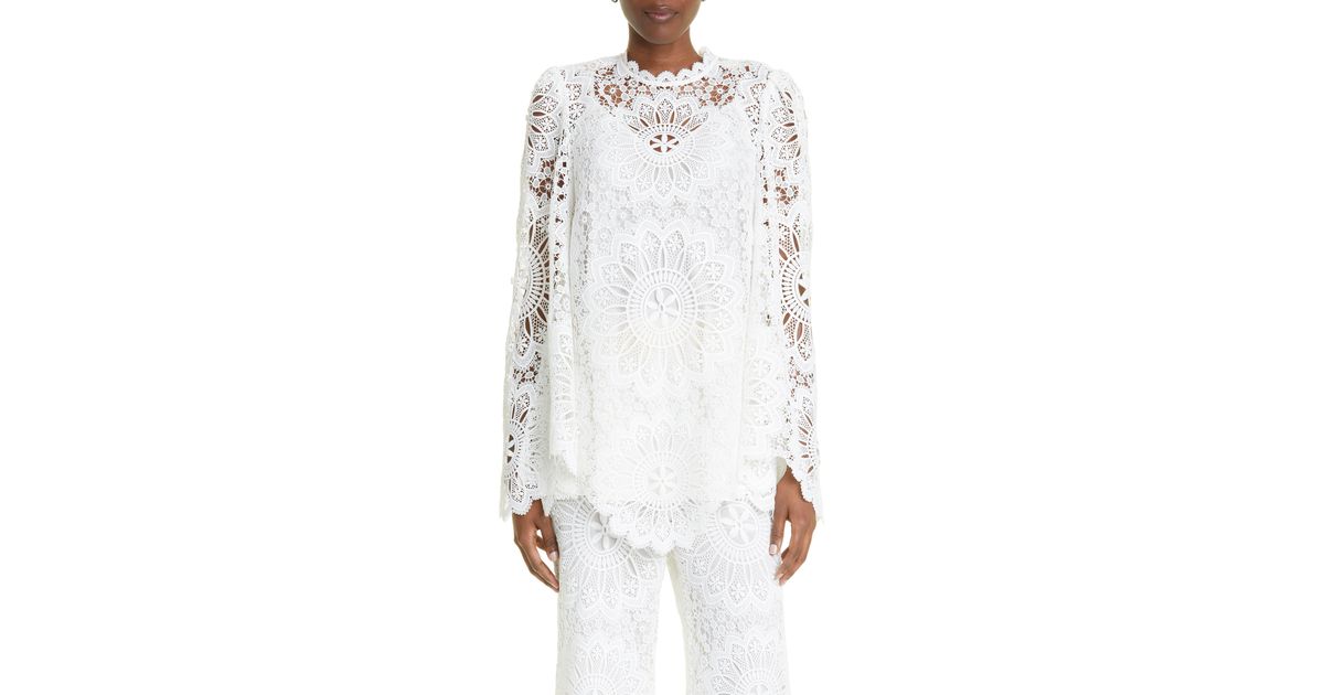 Zimmermann Chintz Doily Long Sleeve Lace Top in White Lyst