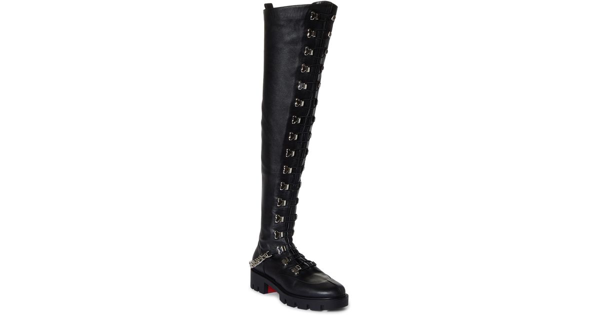 Christian Louboutin Horse Guarda Over The Knee Combat Boot in Black Lyst