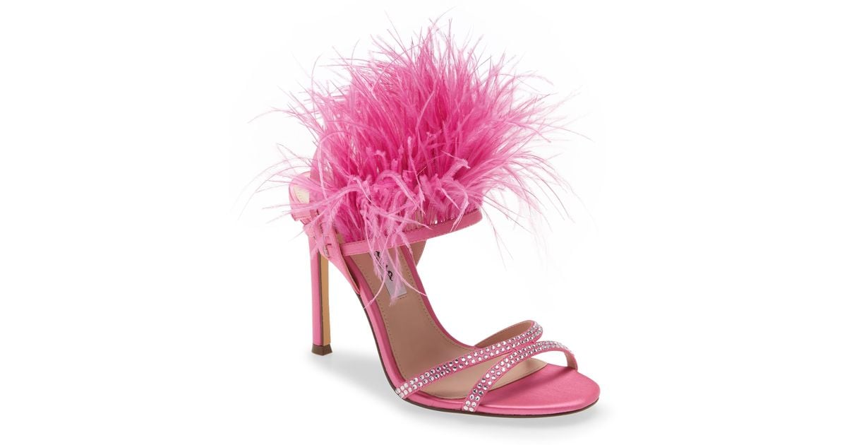 Nina Dalva Feather Sandal in Pink | Lyst