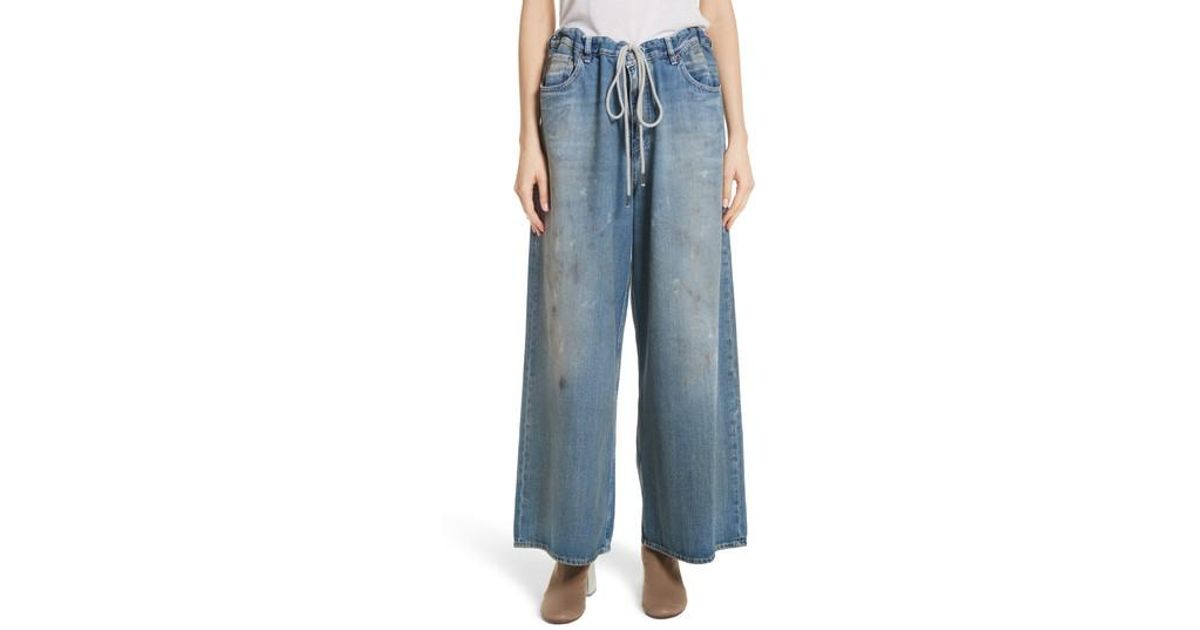 drawstring wide leg jeans