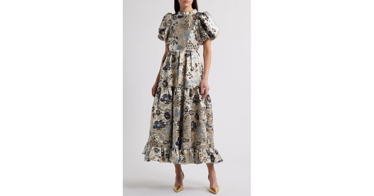 Sister Jane Carp Metallic Floral Puff Sleeve Maxi Dress | Lyst Sister Jane Carp Metallic Floral Puff Sleeve Maxi Dress | Lyst