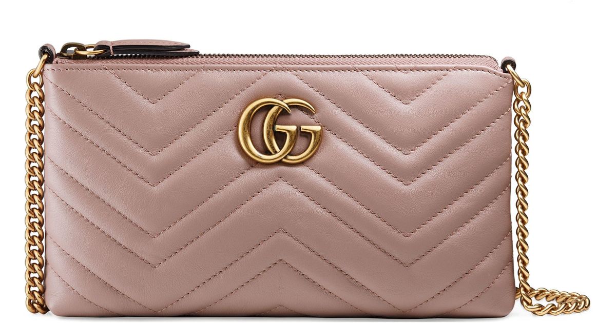 Gucci Marmont 2.0 Leather Wallet On A Chain in Pink - Lyst