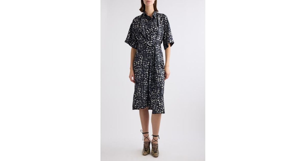 Dries Van Noten Delicky Print Silk Shirtdress in Black | Lyst