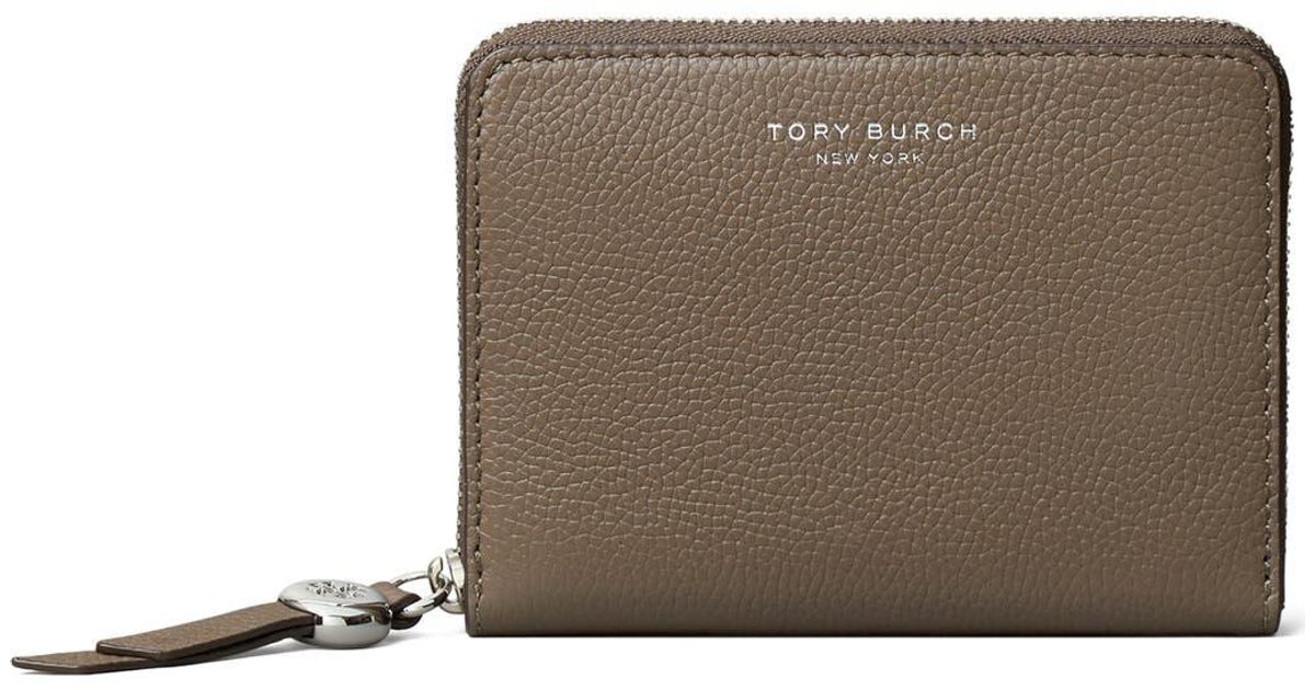 Tory Burch Romy Medium Leather Zip Wallet in Brown | Lyst