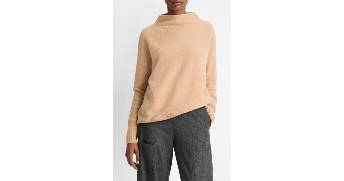 Vince Boiled Cashmere Funnel Neck Pullover in Black Lyst