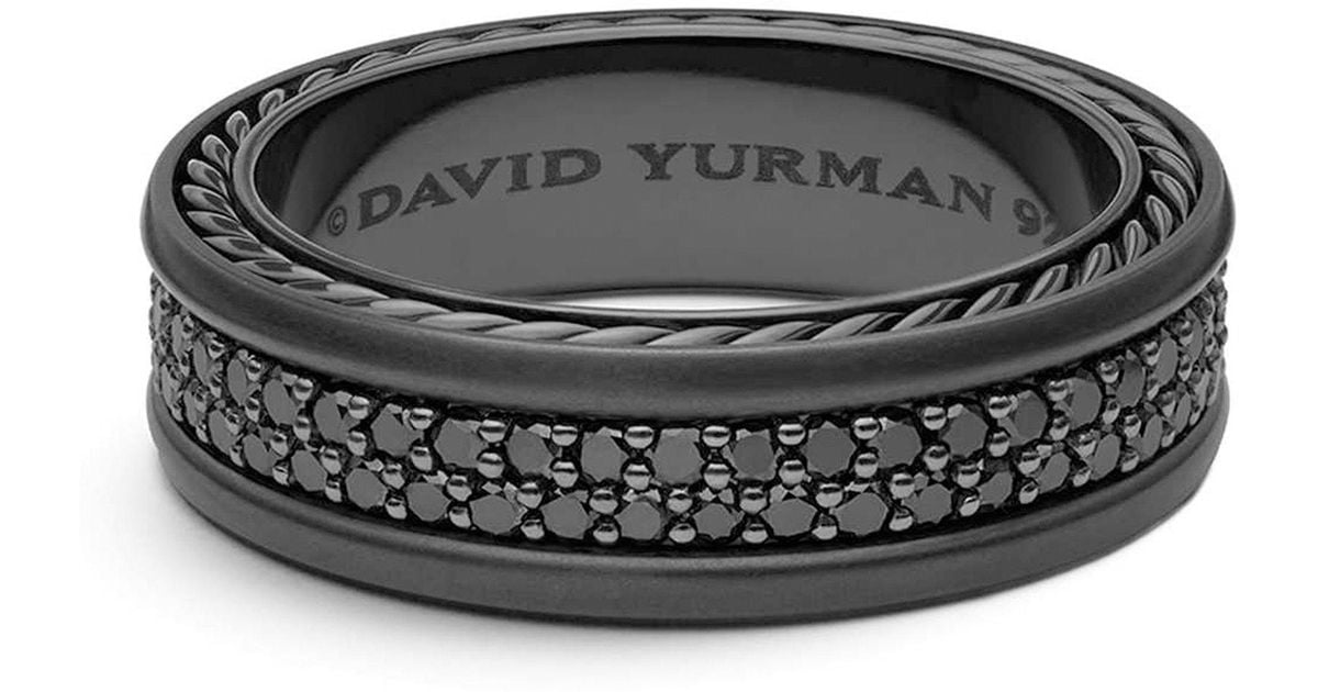 Lyst David Yurman Streamline Tworow Pave Band Ring With Black
