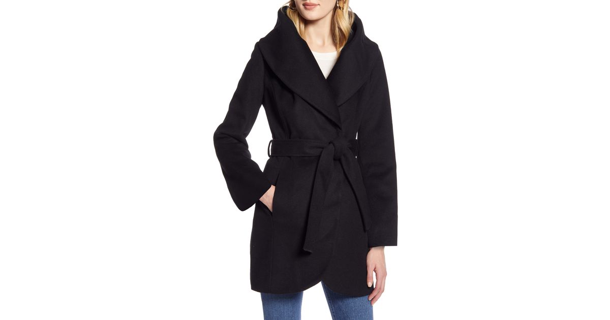 belted wool blend coat halogen