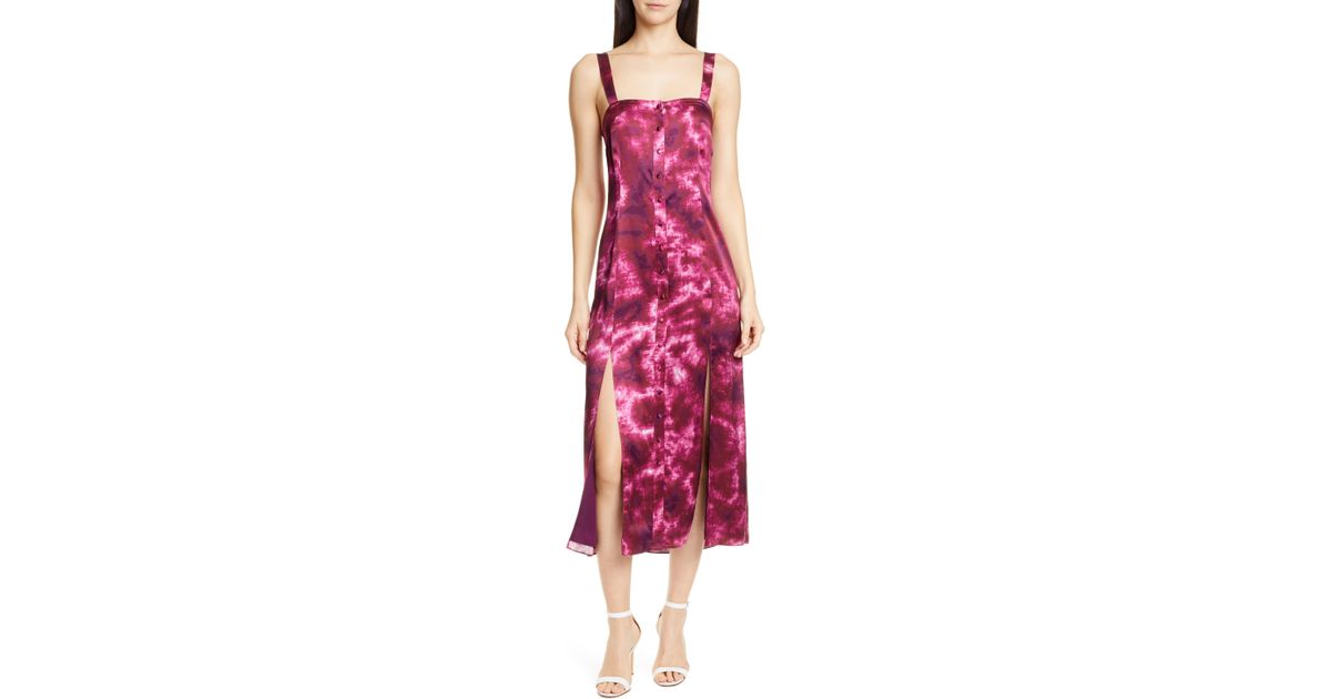 Cinq À Sept Cinq À Sept Alexa Tie Dye Satin Midi Dress - Lyst