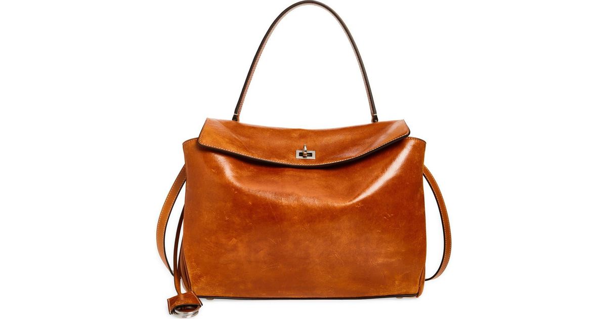 Balenciaga Medium Rodeo Leather Top Handle Bag in Brown | Lyst