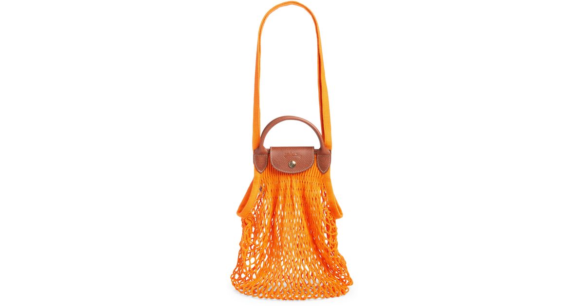 Longchamp Le Pliage Filet Knit Shoulder Bag in Orange Lyst