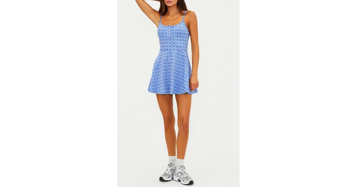Beach Riot Ari Floral Knit Skater Dress in Blue | Lyst
