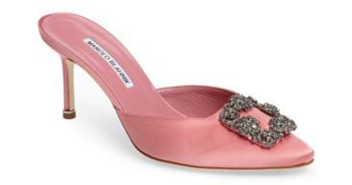manolo blahnik pink mules