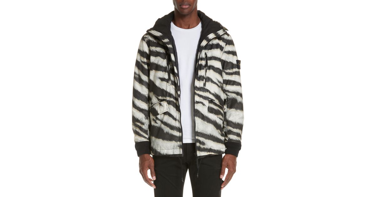 Stone Island Cotton Zebra Print Hooded Jacket in Beige (Natural) for Men -  Lyst