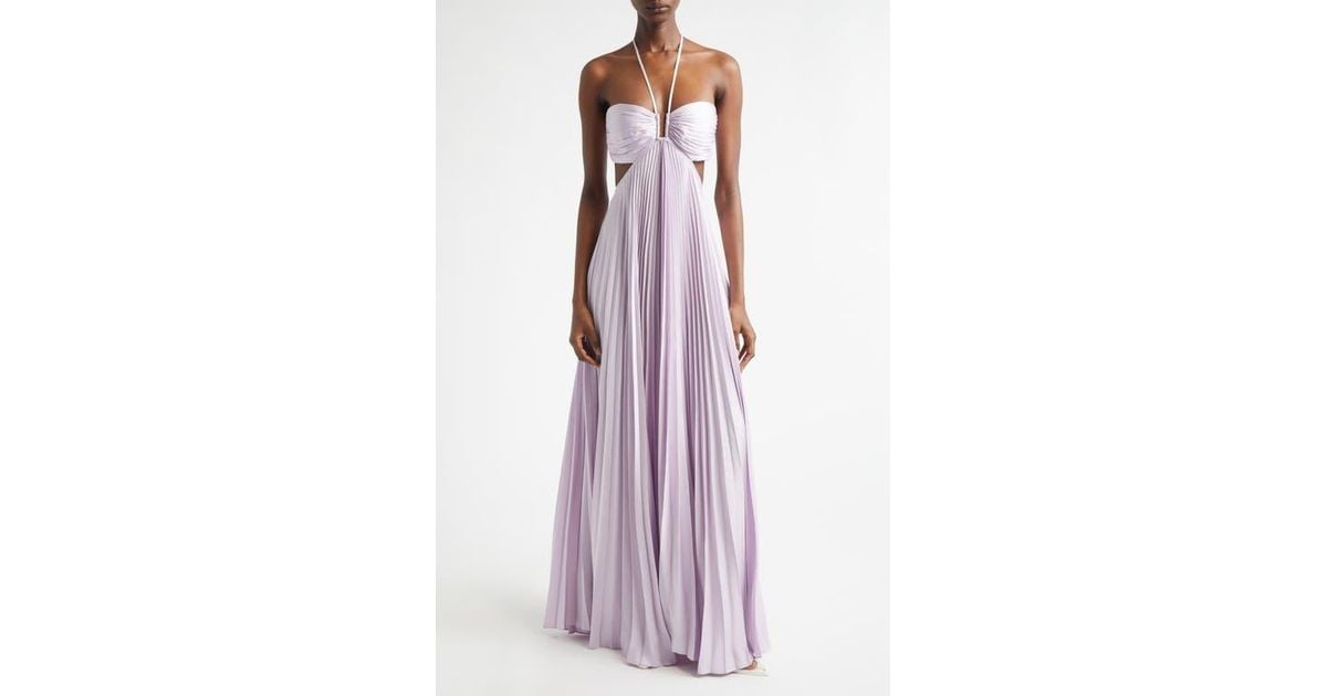 alc moira dress purple A.L.C. Moira Pleated Maxi Dress | Purple | Size 6