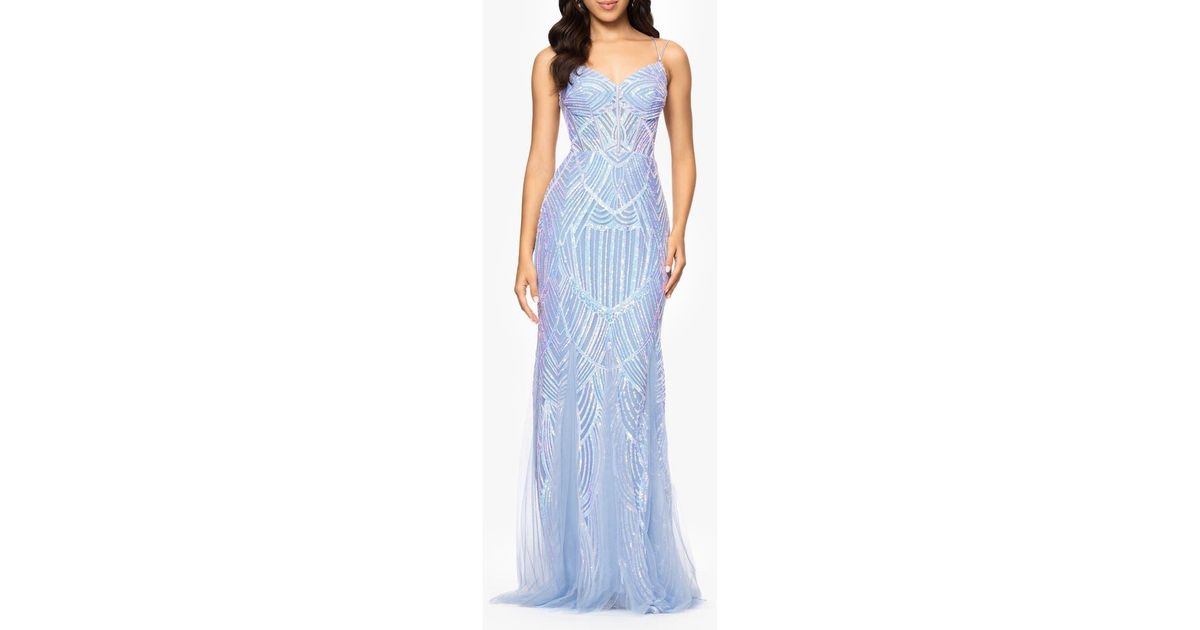 knee length dresses for ladies Blondie Nites Alexie Long Mesh Corset Rouched Mermaid Dress
