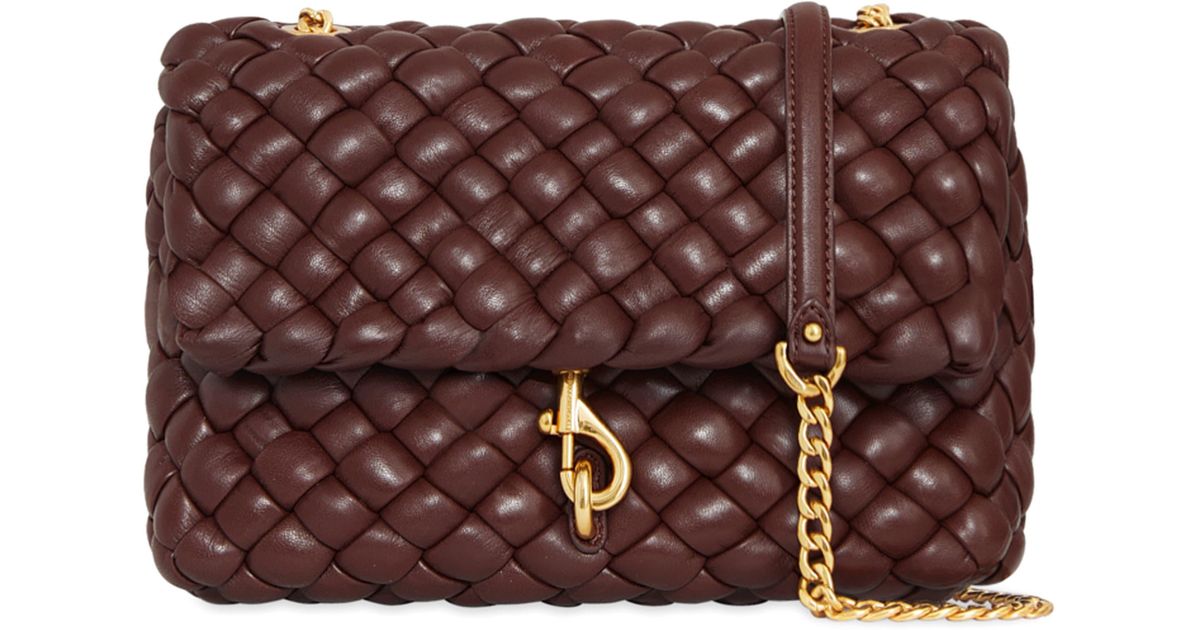 Rebecca Minkoff Edie Woven Leather Convertible Crossbody Bag in Brown