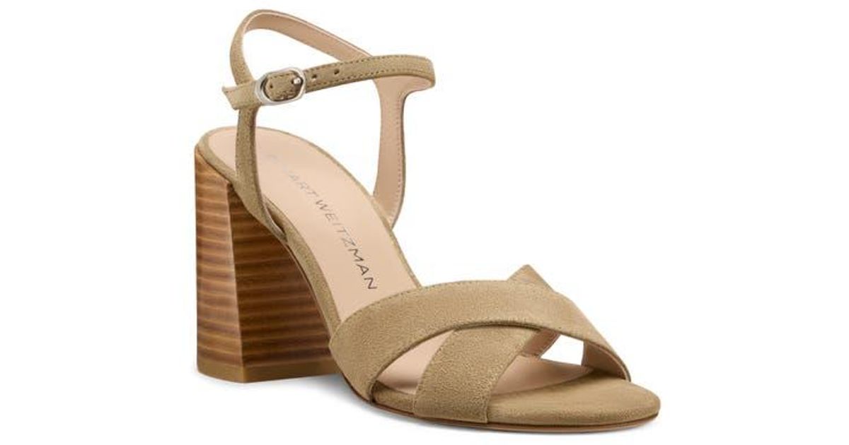 Stuart Foot Stuart Weitzman Alyssa Ankle Strap Sandal in Natural | Lyst