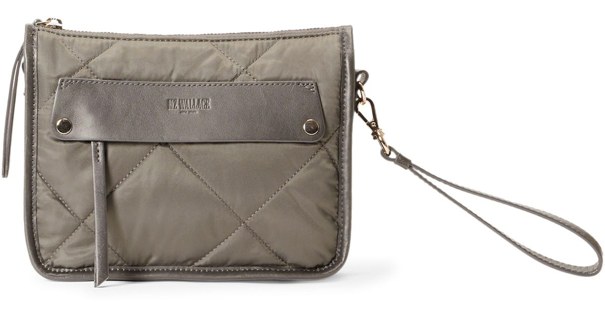 MZ Wallace Quilted Madison Convertible Crossbody Bag in Gray | Lyst