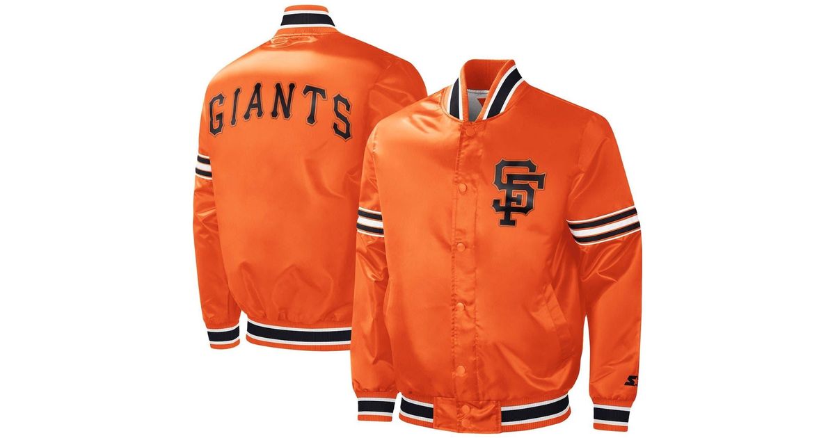 Starter San Francisco Giants Slider Satin Fullsnap Varsity Jacket At Nordstrom in Orange for