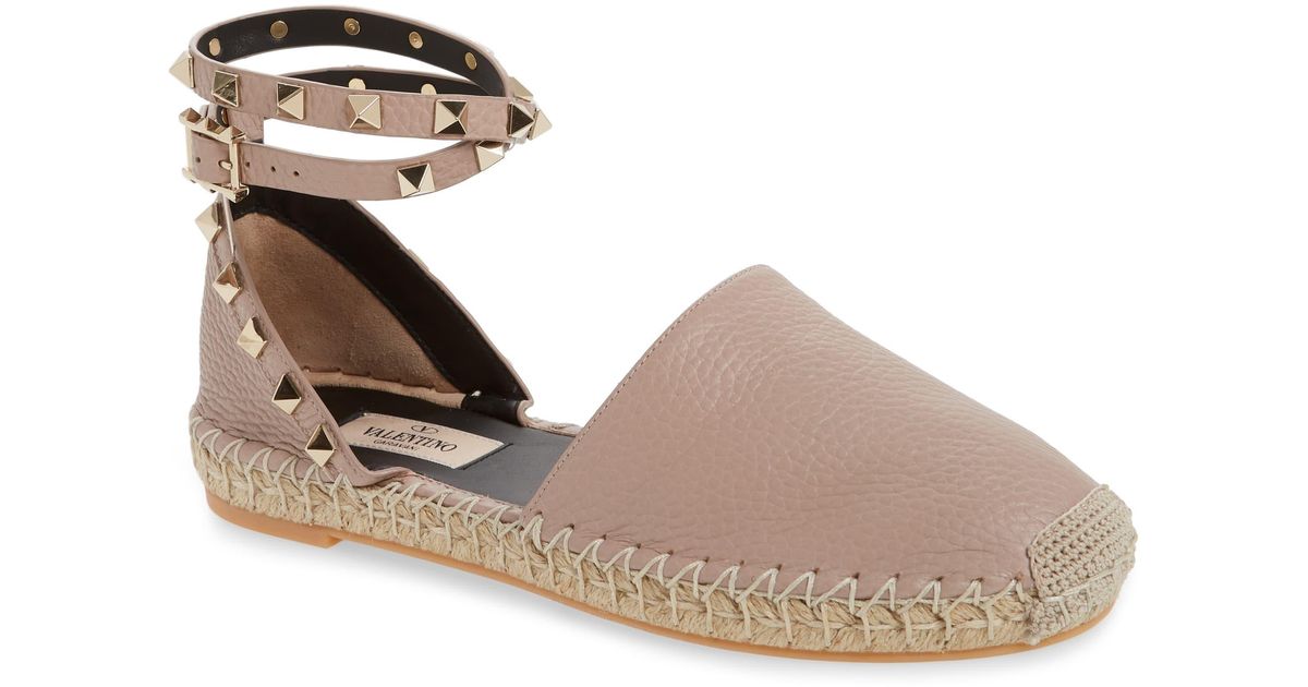 valentino rockstud espadrille flat