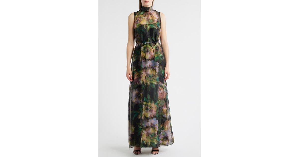 tie neck organza cocktail dress julia jordan Julia Jordan Tie Mock Neck Organza Satin Overlay Dress