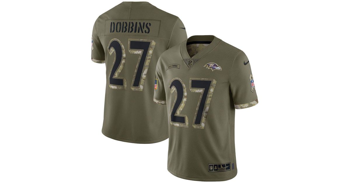 Nike J.k. Dobbins Olive Baltimore Ravens 2022 Salute To Service Limited