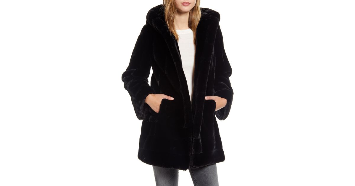 gallery faux fur hooded coat